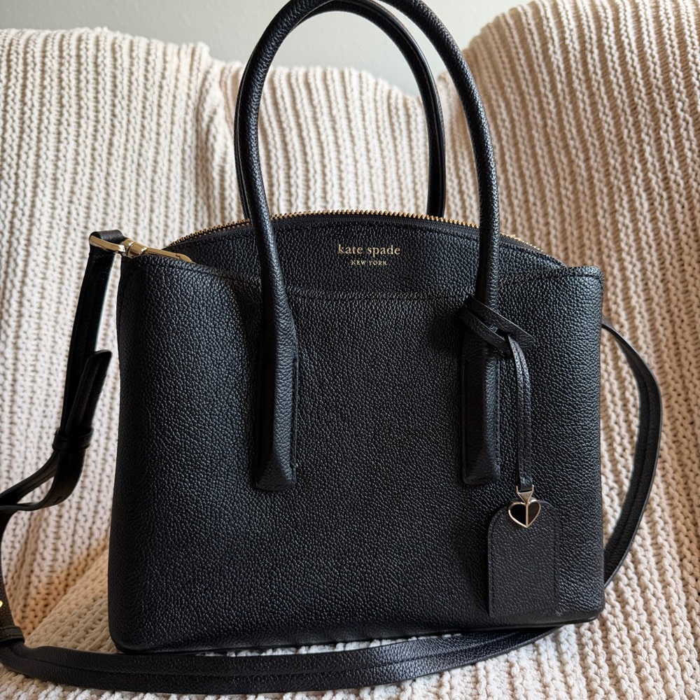 Kate Spade Margaux Medium Satchel Black Pebbled Leather Crossbody